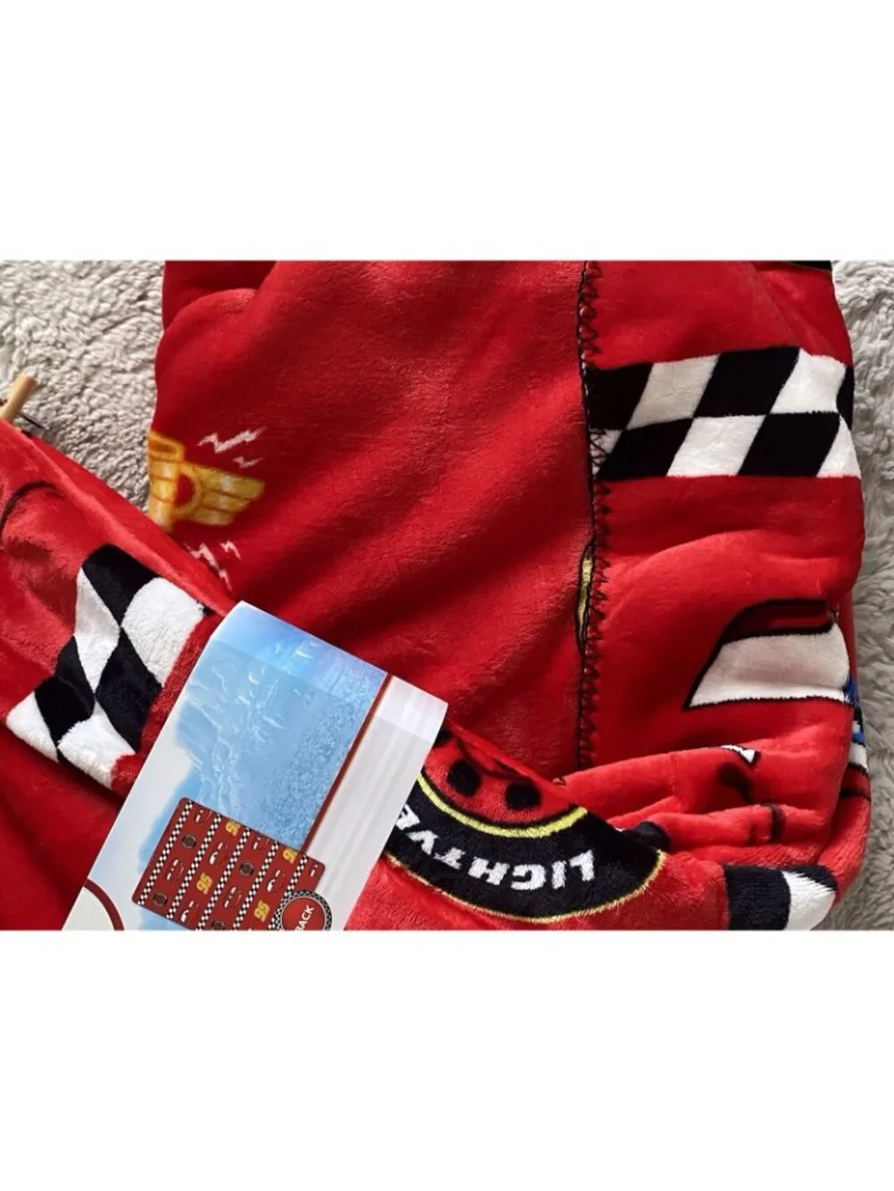 DISNEY Pixar CARS LIGHTNING MCQUEEN Reversible Coco Throw Blanket 50 X 70” NEW